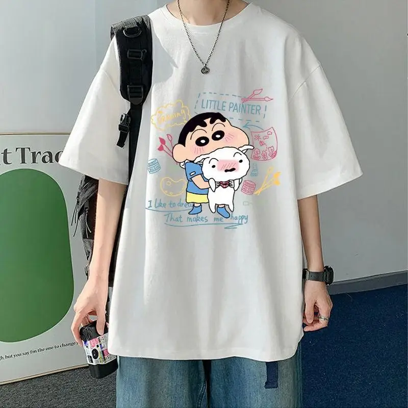 Cute Kawaii Crayon Shin-Chans T-Shirt Short Sleeve Loose Round Neck Fashion Leisure Couple Style Girl Birthday Gift Girlfriend