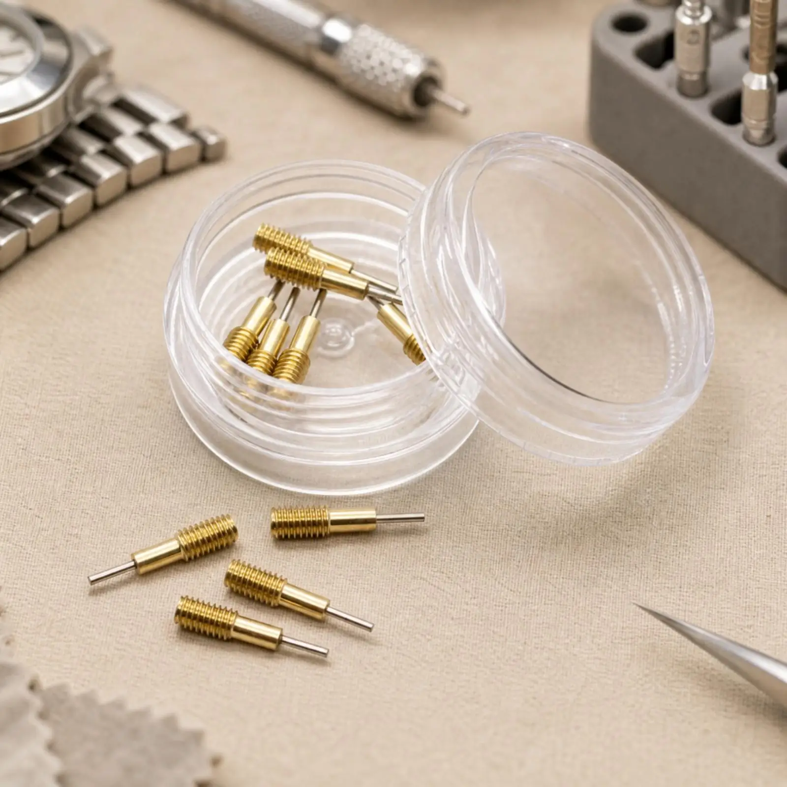 Watch Link Removal Tool Kit with 10 Rein Pins Metal Watch Band Adjuster for Shortening Watch Bracelets and Jewelry Work