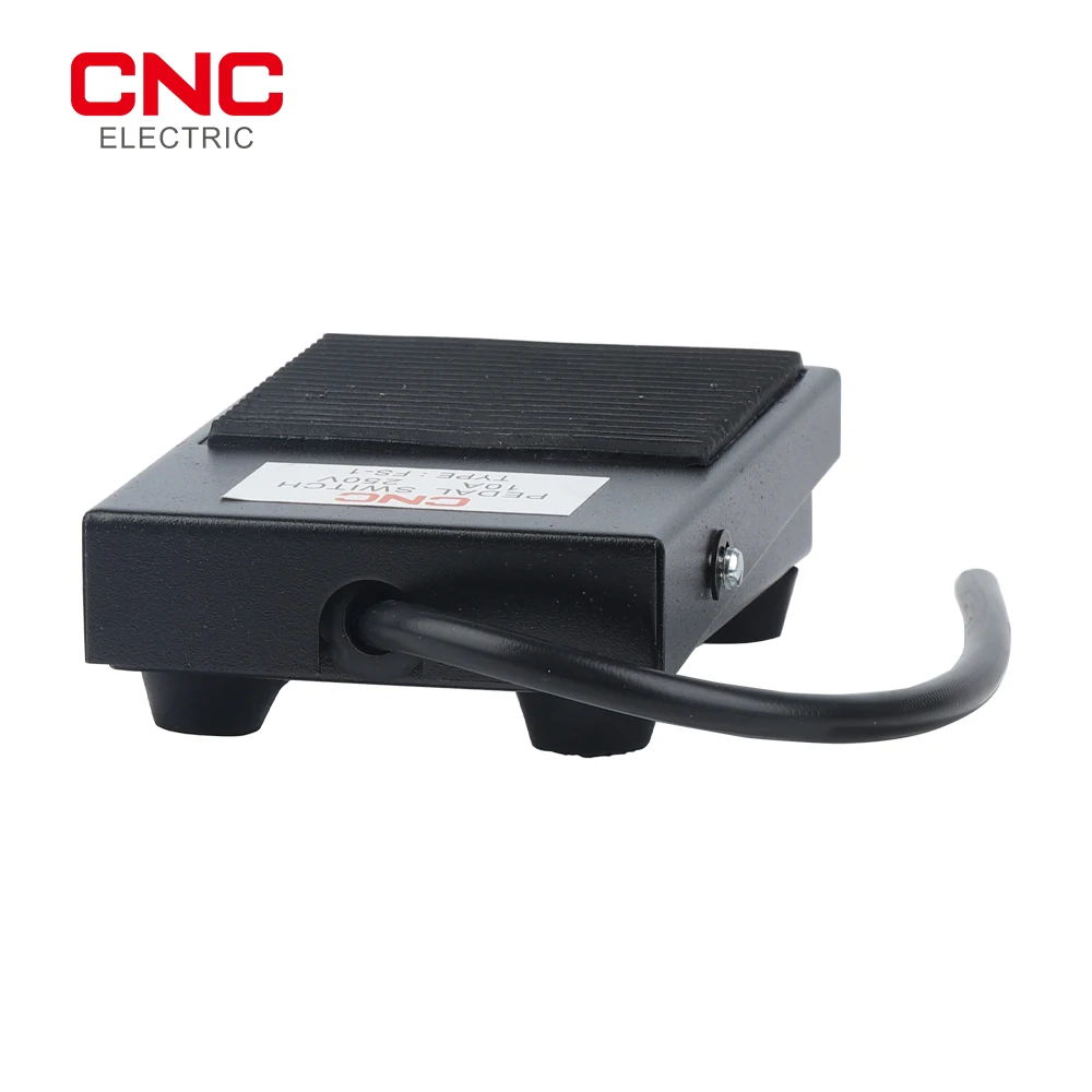 CNC 1pcs Metal Foot Switch Controller SPDT Foot Pedal Self Reset Cable 12cm Momentary 1NO1NC 10A/250V