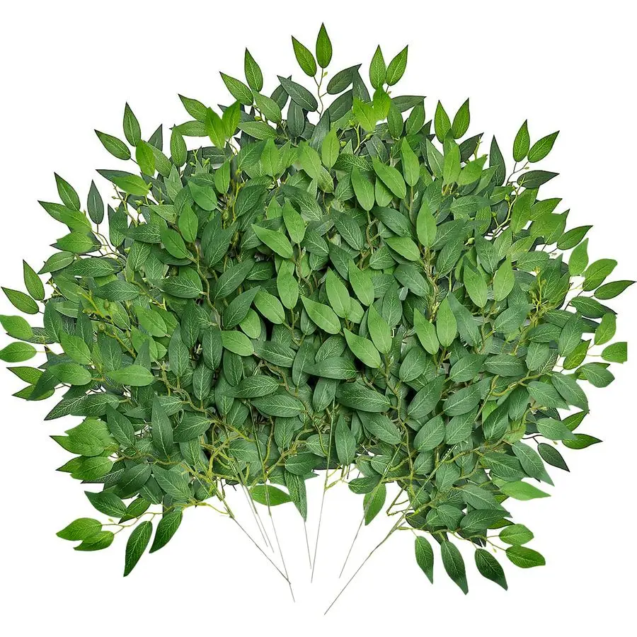 

Italian Ruscus Greenery, 23 Artificial Silk Stems Garland w Green Leaf Vines Bendable Faux Hanging Plants Spray for DIY Wedding