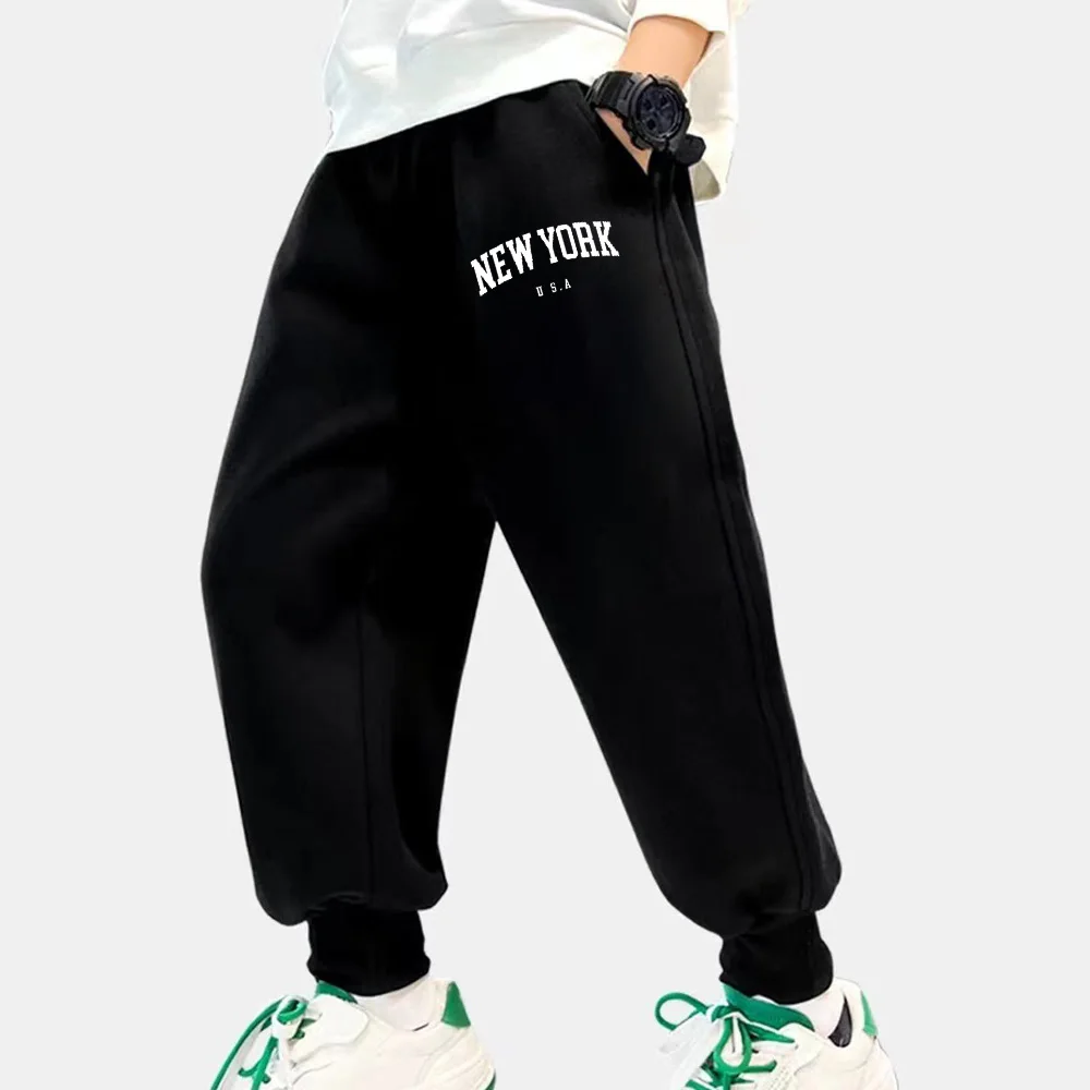 Boys and girls New York City sporty pants Fashion letter-printed graphic casual pants Loose casual Harajuku outdoor sportswear