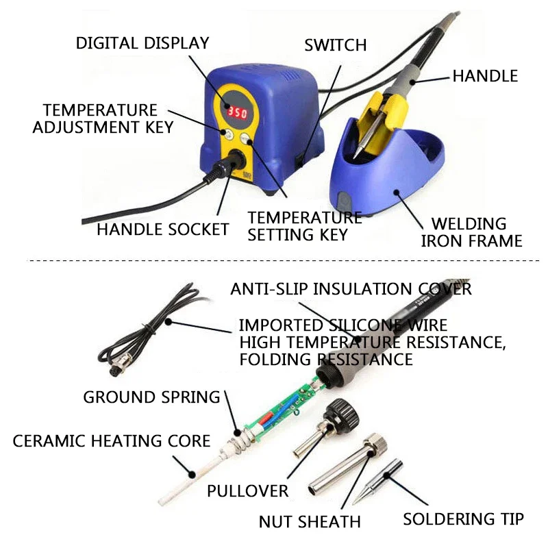 FX-888D Electric Soldering Iron Constant Temperature Soldering Station Set Combination 936 Upgraded Version