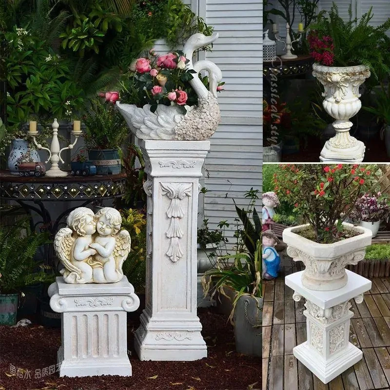 Roman pillar entrance large floor angel balcony courtyard garden base ornament