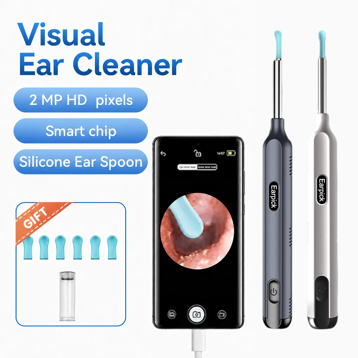 Type-C Smart Visual Ear Cleaner (Compatible with iPhone/Android) — 4.2mm 1080P HD Ear Endoscope and Cleaning Tool