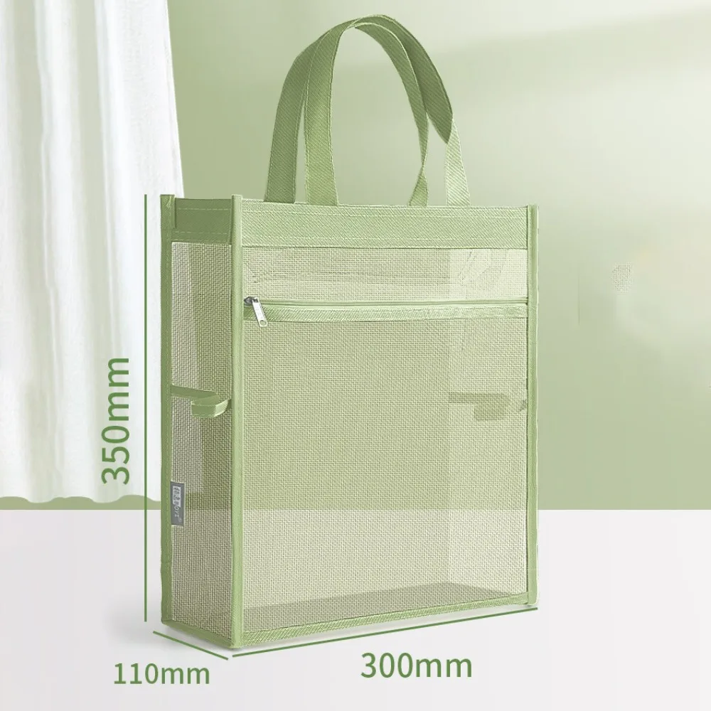 Mesh Stationery Storage Bag Transparent Large Capacity Document Bag Thickened Multifunctional Data Storage Bag