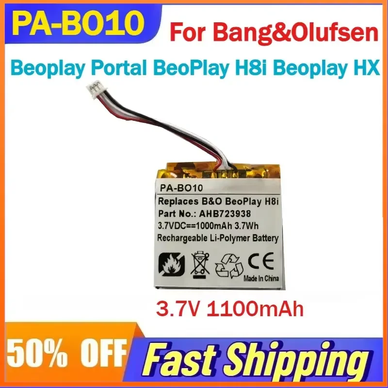 

3.7V 1100mAh PA-BO10 Battery For Bang&Olufsen BeoPlay H8i Portal HX Bluetooth Headset Compatible AHB723938 AHB723938PCT