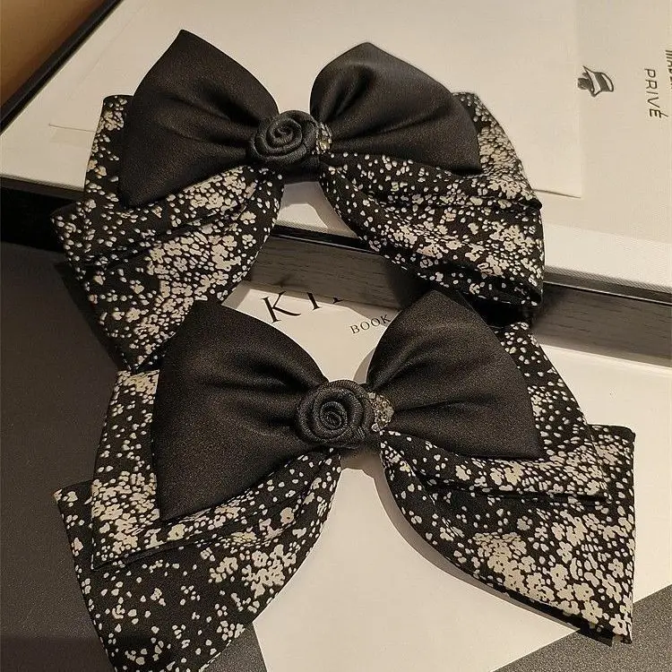 القوس، مشبك شعر على الطراز الياباني والكوري للفصول الأربعة، ملمس راقي للسيدات، مشبك زهور أسود، مشبك ربيعي عالي الجودة للشعر، مرحبا جديد #5