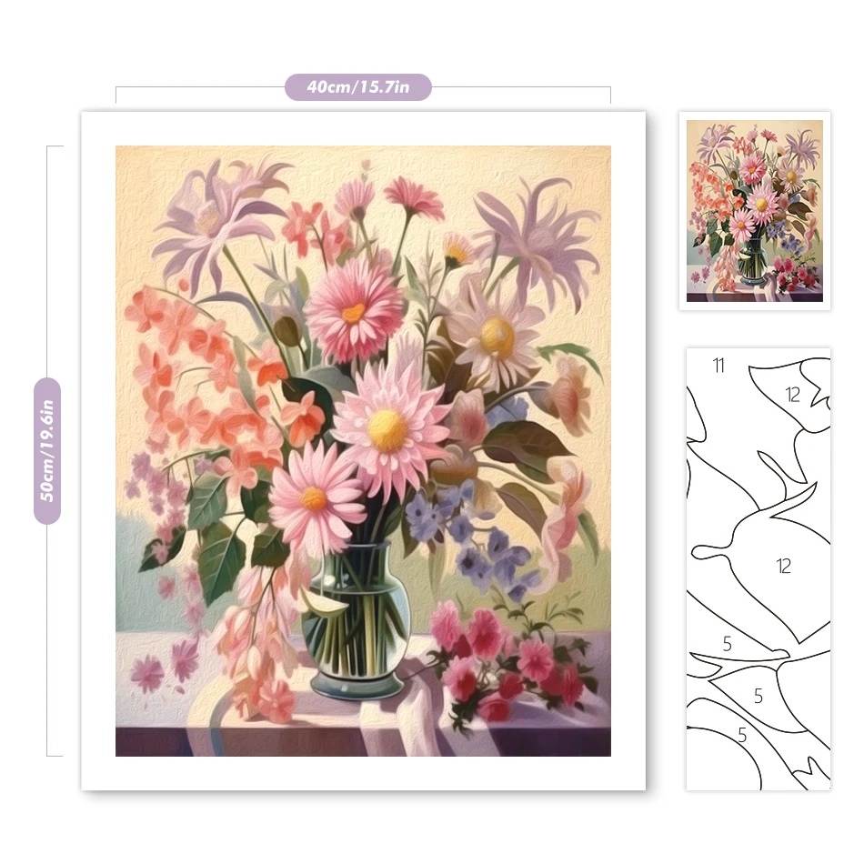 SDOYUNO Malen nach Zahlen Neuheiten Blumen Farbmarker Diy Handwerk auf Leinwand Geschenk handgemachtes Set Kit Kunstwerk Dekoration Zuhause