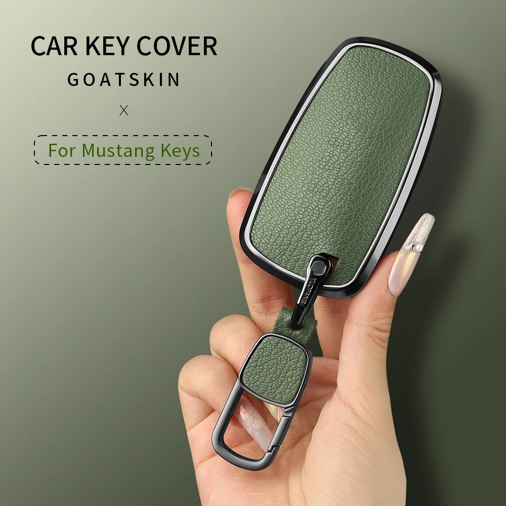 Aluminum Alloy Goatskin Car Key Case Cover For Ford Fusion Mondeo Mustang Edge Expedition EXplorer F-150 F-250 F-350 Accessories