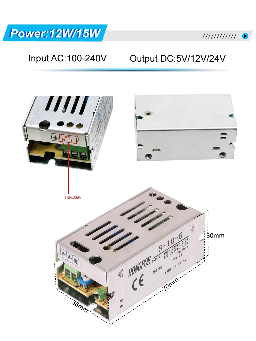 12V Dc Power Supply Unit 1A 2A 3A 5A Transformer 6.A 8.5A 10A 15A Adapter 20A 25A Fat Block 30A 33A Led Driver For Led Strip