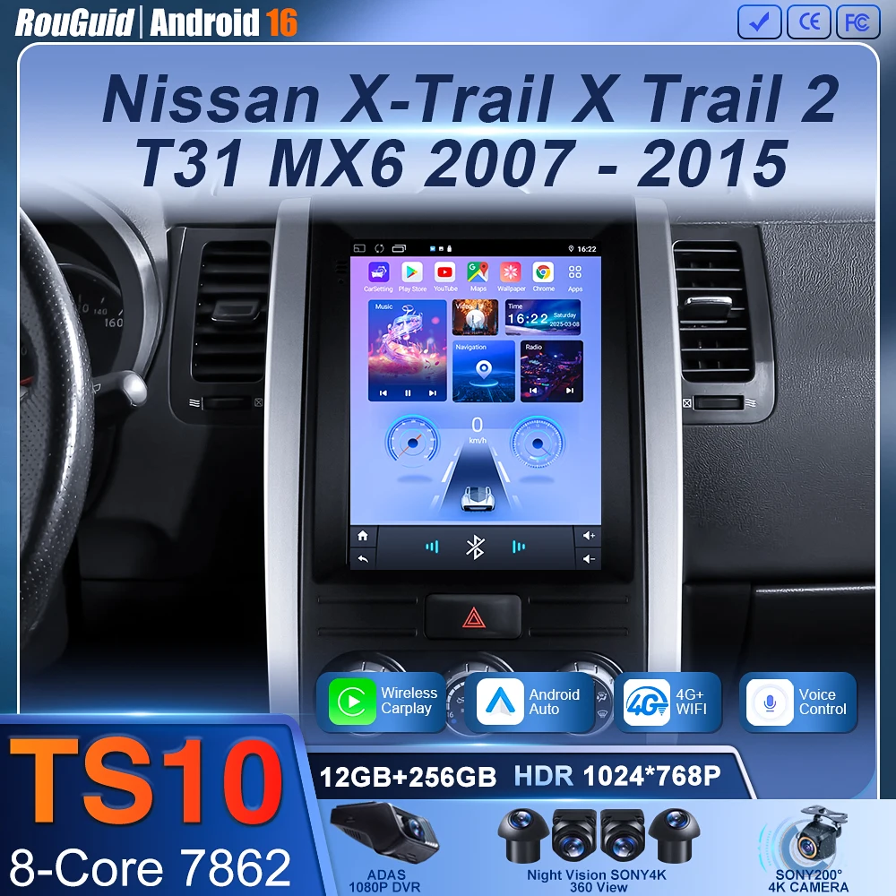 Android 16 coche 9,7 pulgadas para Nissan x-trail X Trail 2 T31 MX6 2007 - 2015 Android Radio de coche Multimedia Auto Video GPS Carplay