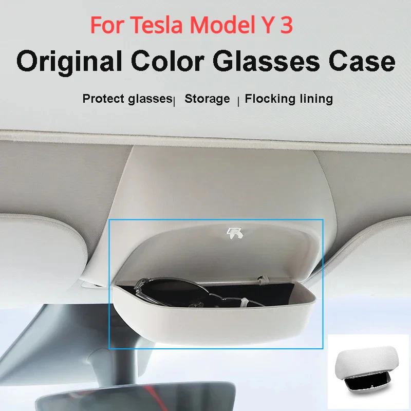 For Tesla Model Y 3 Car Glasses Box Original Car Special Design Sunglasses Sun Visor Clip Storage Box Car Modification Accessory