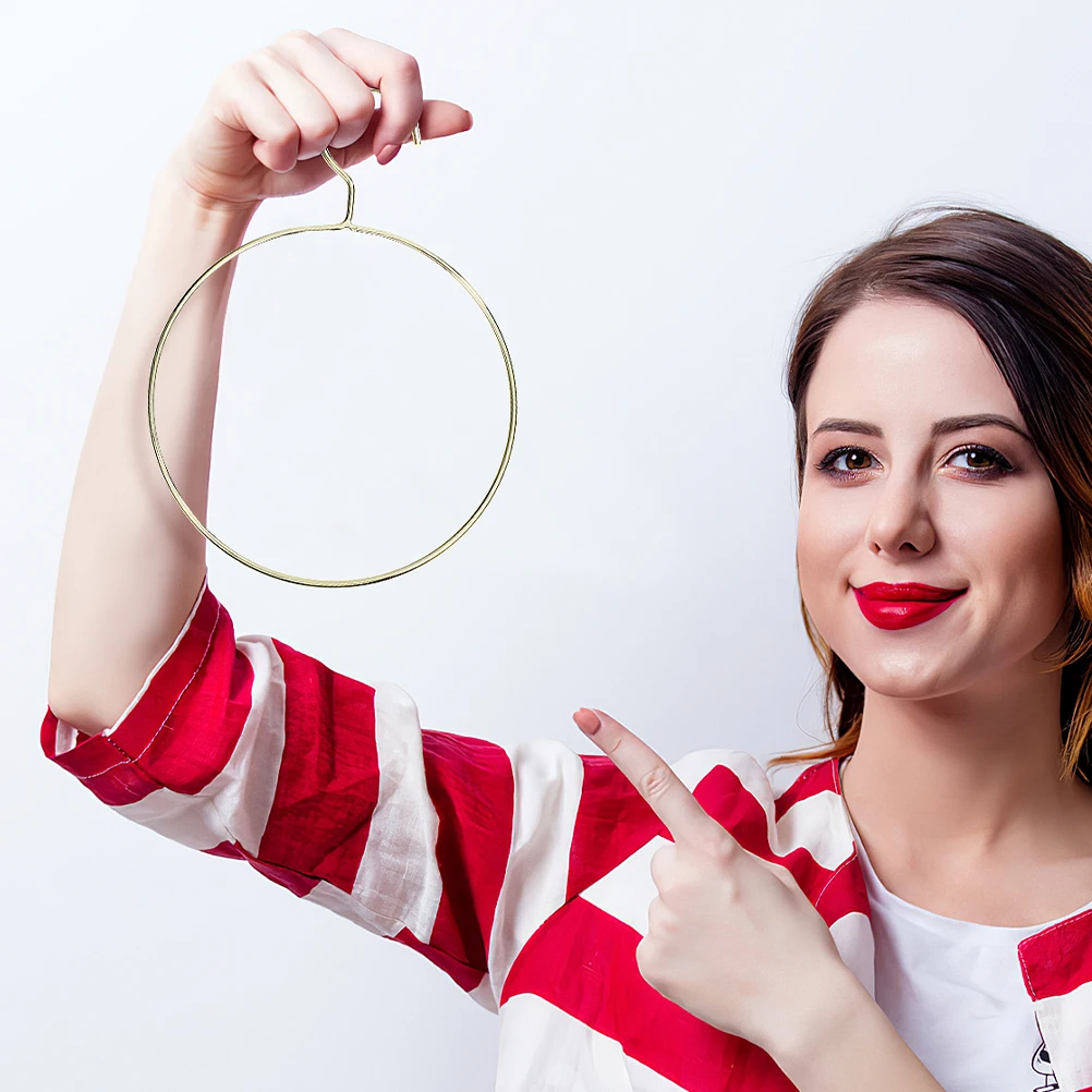 

6 PCS Belt Round Hanger Organiser Tie Scarf Storage Holder Cool Clothes Ring Clothing Wrap Golden for Belts Hair Hangers