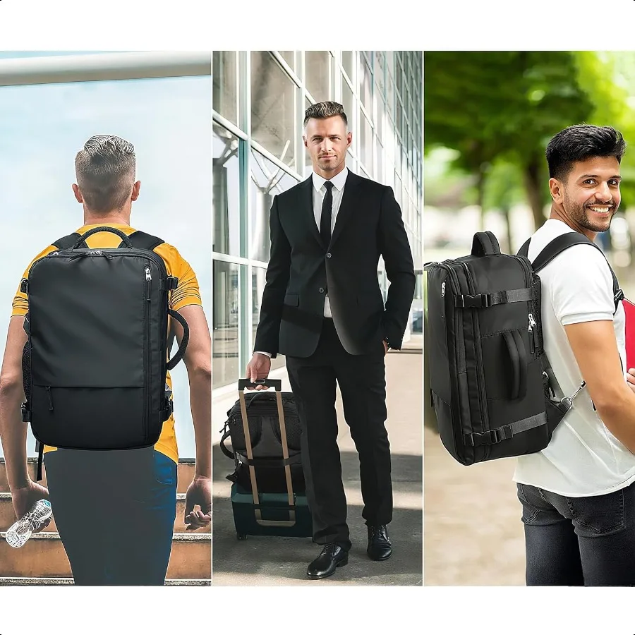 Zaino grande da viaggio per laptop per donna uomo nero