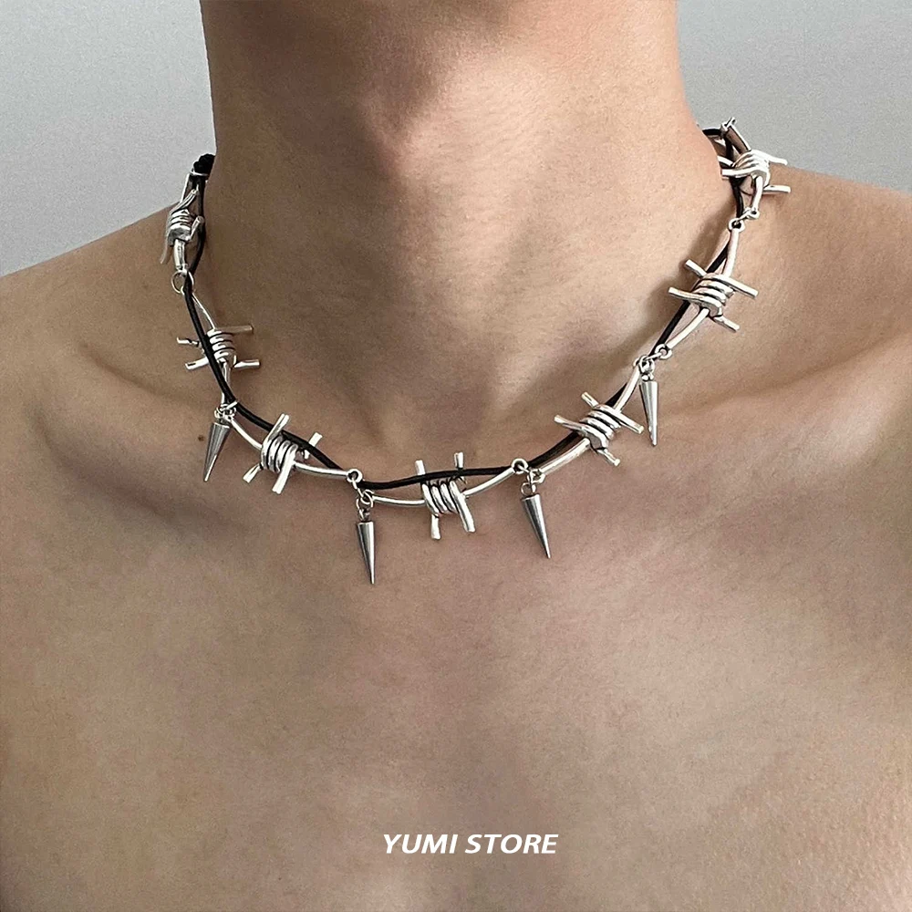 Punk Dorn Niet Halskette Für Mann Frau Retro Hip Hop Schlüsselbein Kette Weibliche Y2K Schmuck Heißer Mädchen Halsband Zubehör Großhandel