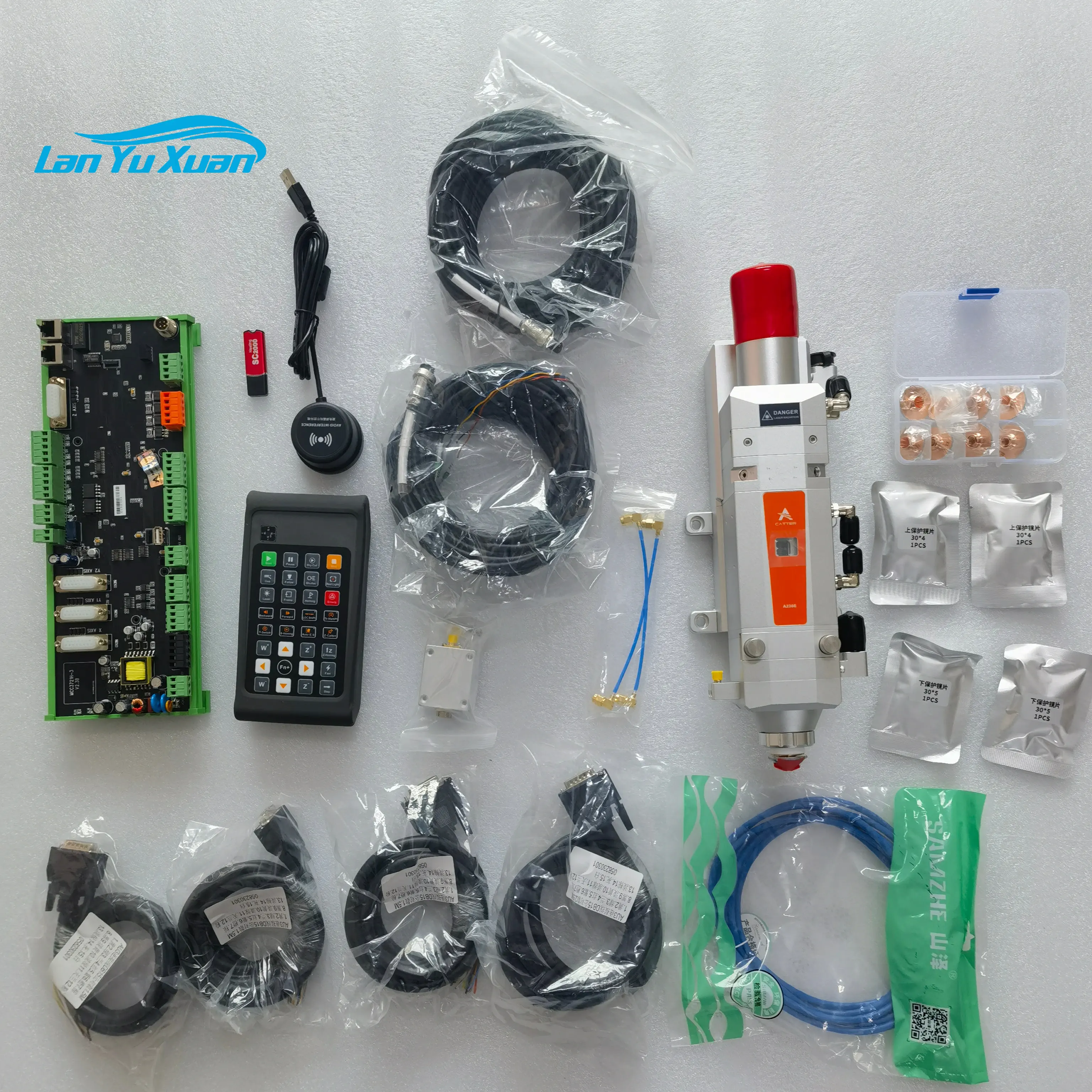 Pengontrol Laser serat MCC3721H, dengan SC2000 perangkat lunak dengan sistem fokus langsung dan Kit pemotong Laser serat fokus otomatis A230E