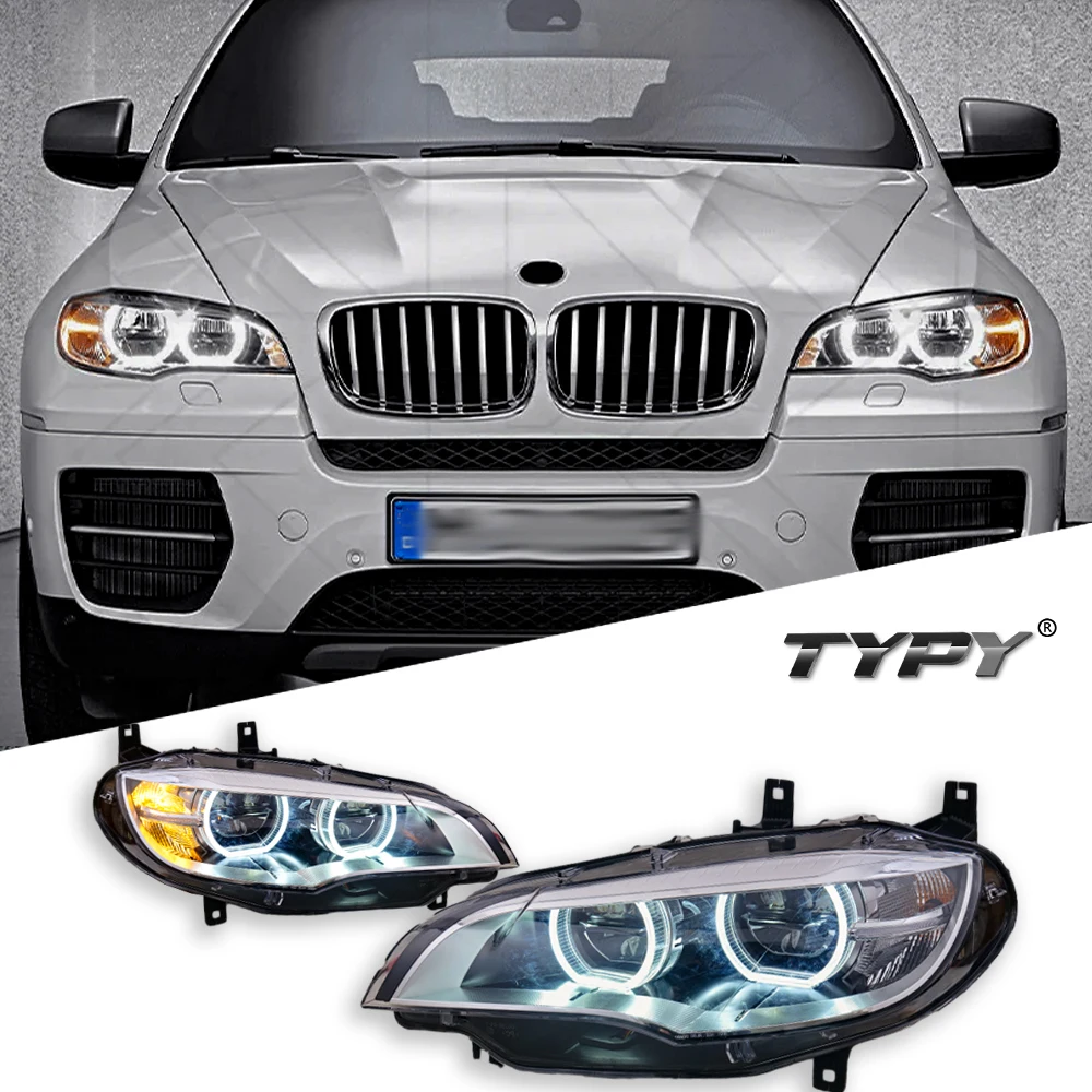 

TYPY Автомобиль для BMW X5M X6 E71, фара 2007-2013, обновление, модифицированный новый DRL, динамический указатель поворота, светодиодная фара, автоаксессуары