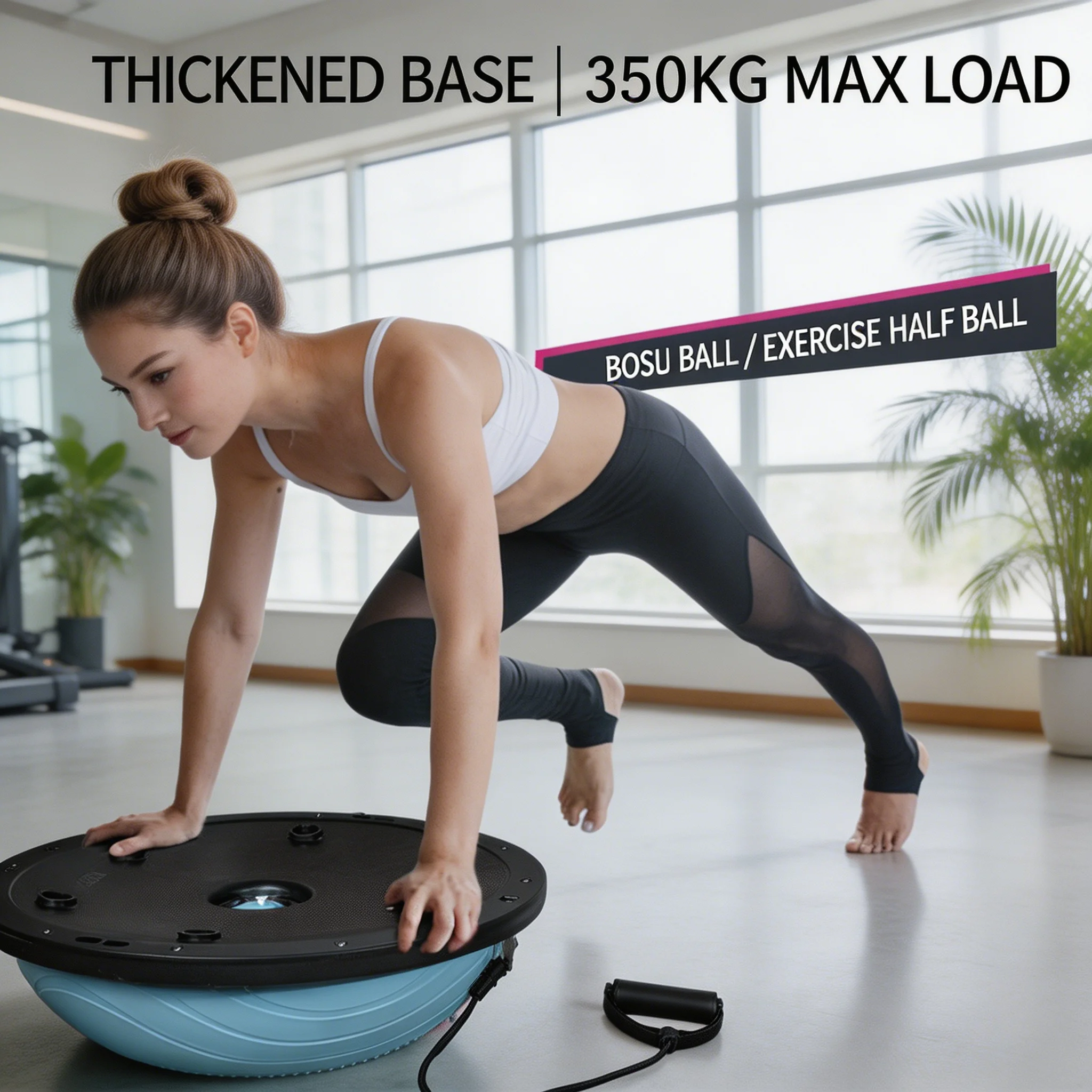 58cm Diameter PVC Semi-Circular Balance Ball Women Pilates Fitness Trainer