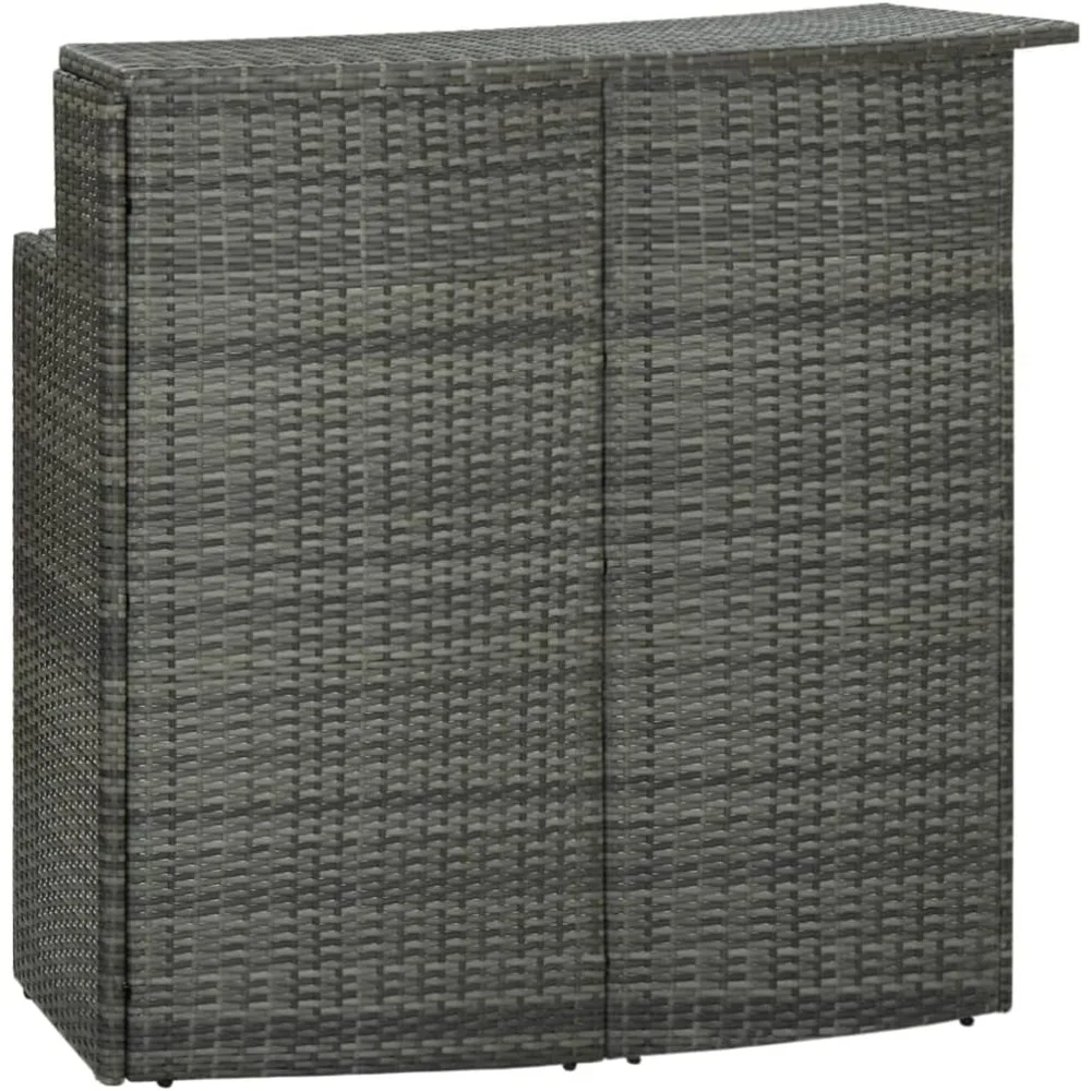 

Patio Bar Table – Gray Poly Rattan and Powder-Coated Steel – Outdoor 2-Tier Top Table – Lightweight and Weather-Resistant