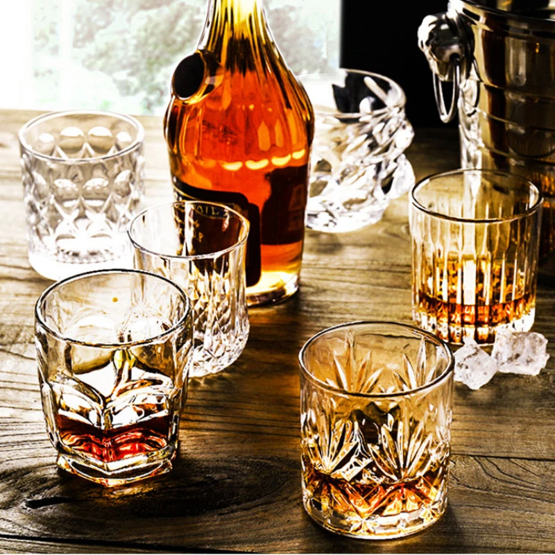 Brand Wine Glass Lead-free Heat Resistant Transparent Crystal Beer Whiskey Brandy Vodka Cup Multi Pattern Drinkware Bar Gifts