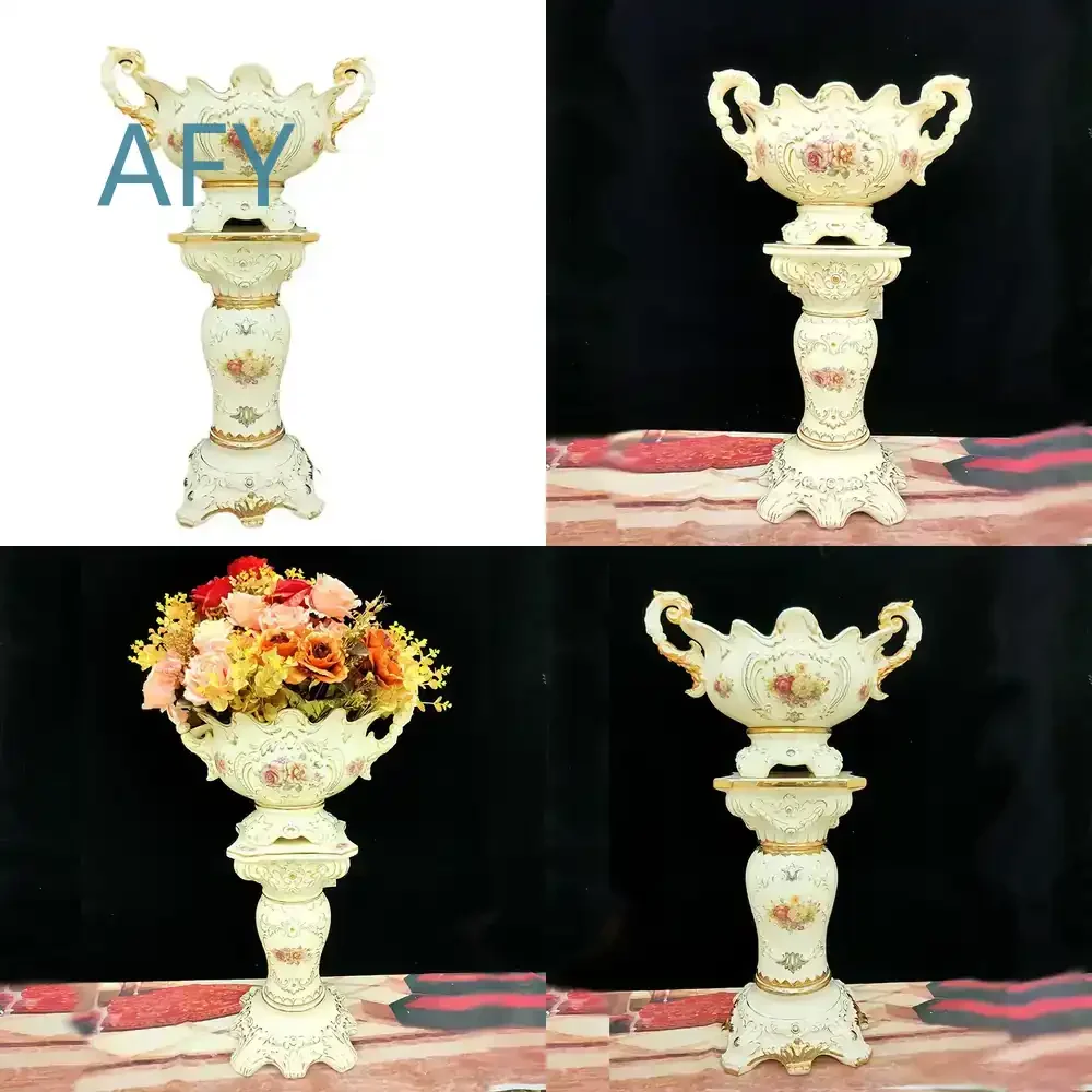 European Roman Column Ceramic Vase for Living Room Home Decoration Hotel Lobby Floor Vase for Simulation Flower Arrangement