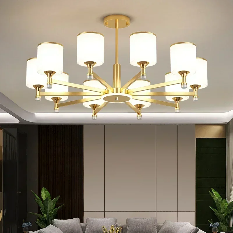 modern creative living room Chandeliers glass lampshade golden black ceiling light dining hotel home lighting decoration