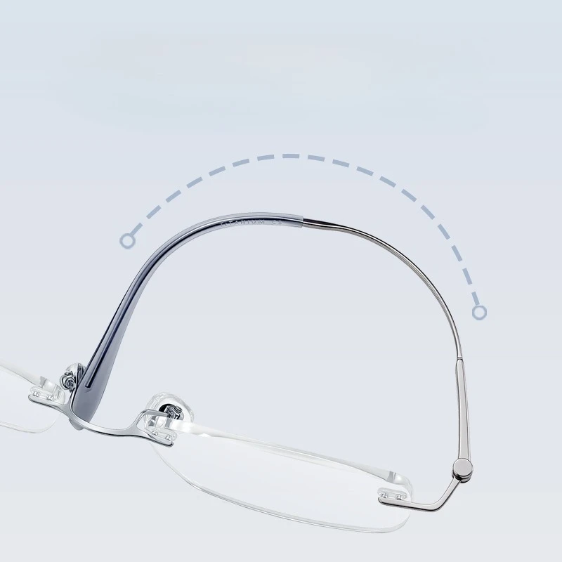 55mm men's rectangular myopia glasses pure titanium rimless frame ultra-light anti-blue light reading glasses