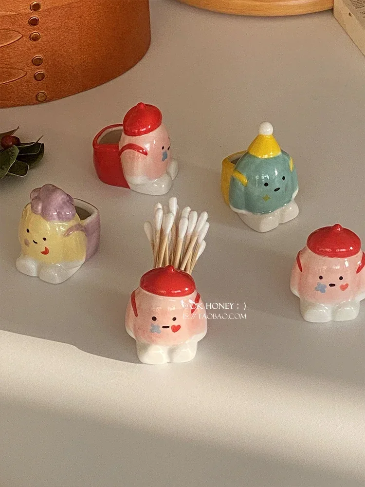 

Small ornament super cute toothpick tube, cotton swab earrings for storing thumb succulent potted plants