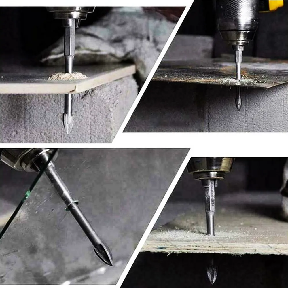 6/7/8/10/12mm Cemented Carbide Cross Hex Tile Bit Glass Marble Tile Drill Bit Concrete Hole Opener Alloy Triangle Drill Bit