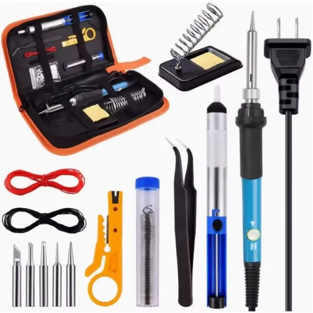 

15Pcs/set 60W Electric Soldering Iron Welding Tool Kit Heat Insulation Mat EU/US Plug Digital Display Soldering Iron Tool Kit