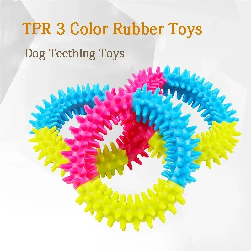 Cute Dog Toys Training Flying Discs Pet Ring Spiky Circle Ring Dog Bite-Chew Molar Cleaning Tooth Pet Supply Toy Dog Accessories