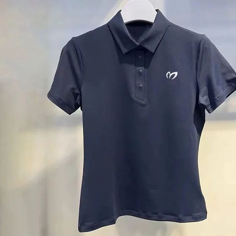 New Women's Golf Tennis Clothing Short Sleeve T-Shirt Sports Lapel Shirt Slim Fit Quick-drying Versatile Lightweight Breathable - view 3