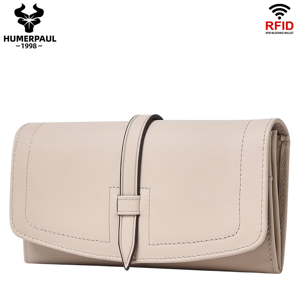 women's-long-wallet-double-folding-solid-color-cowhide-easy-to-carry-and-multi-card-slot