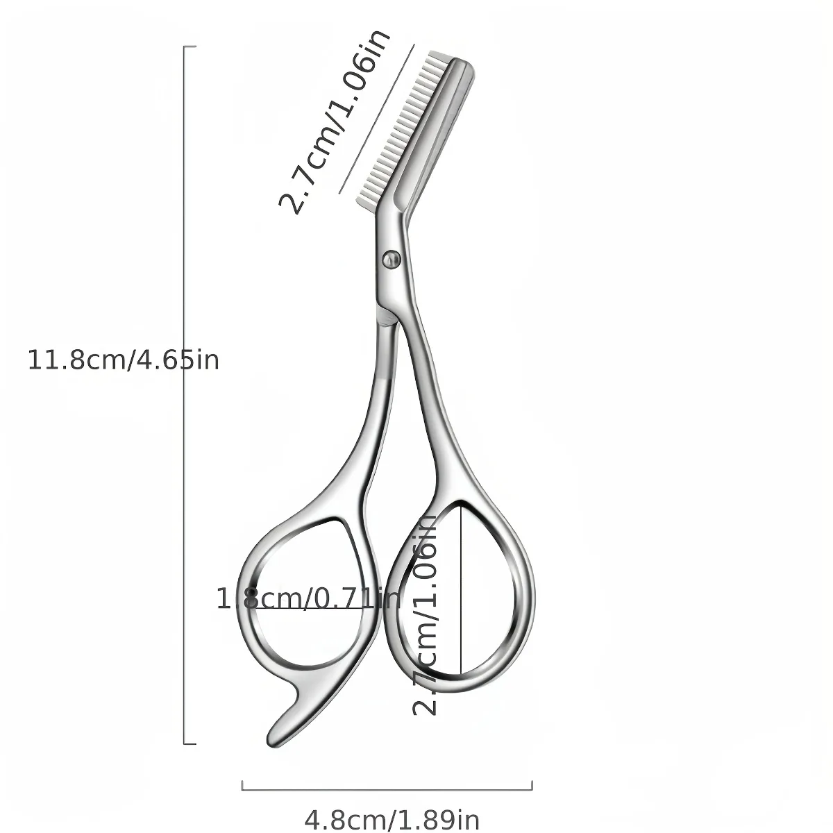 1Pc Stainless Steel Eyebrow Scissors with Built-in Brow Comb, Shaping & Trimming Tool for Men & Women