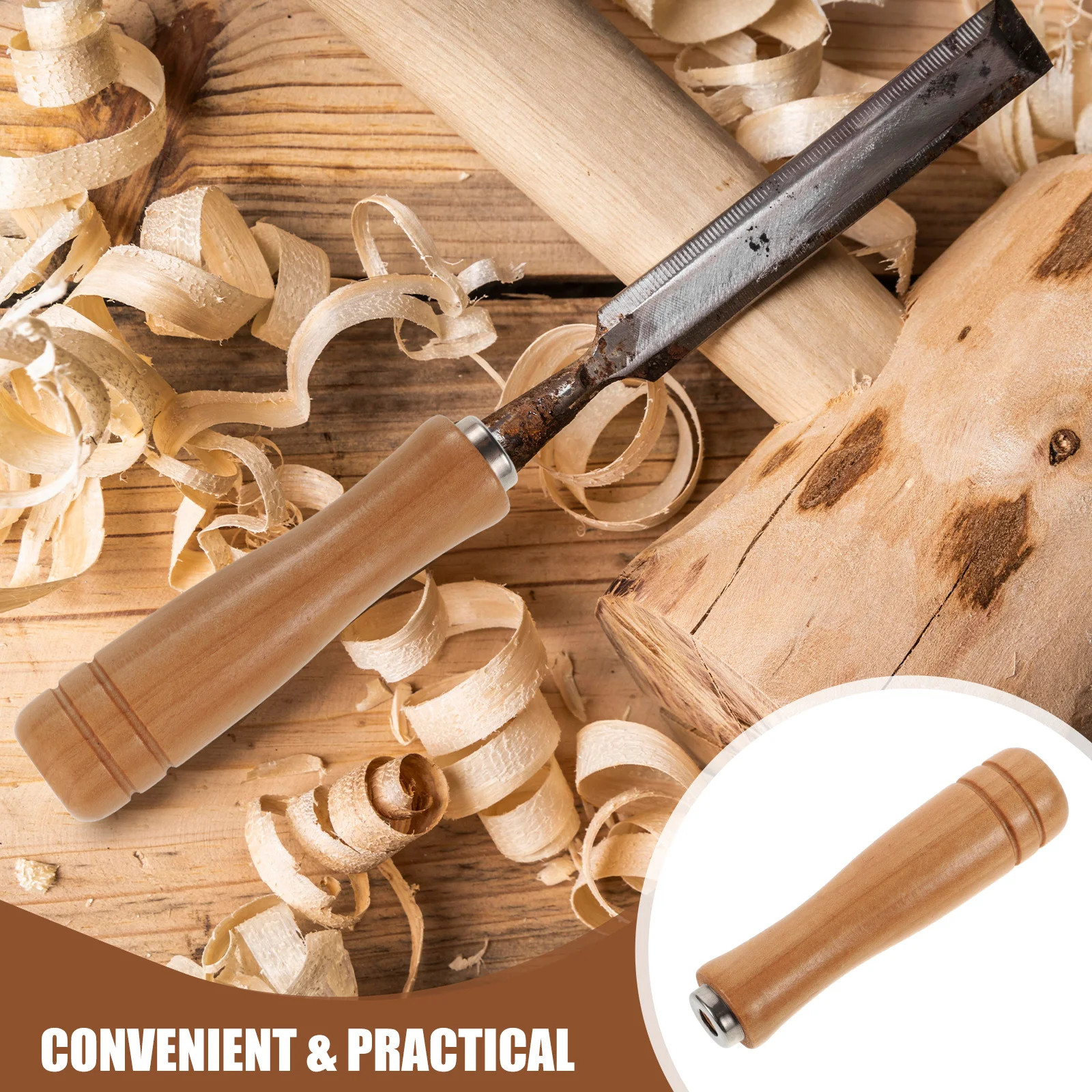 

6Pcs Ergonomic Wooden File Handles Grip Replacement Multipurpose Rasp Grip for Woodworking Metalworking DIY Projects