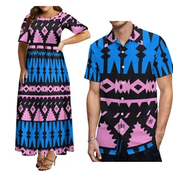 Summer Women'S Short Sleeve Dress Hawaii Polynesian Ethnic Design Men'S Aloha Shirt Couple Set Free Shipping