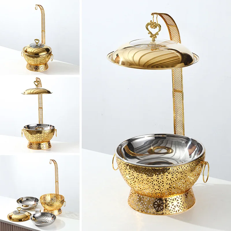 Stainless steel gold disassembly and assembly of random pattern pumpkin cover hotel special restaurant supplies buffet stove