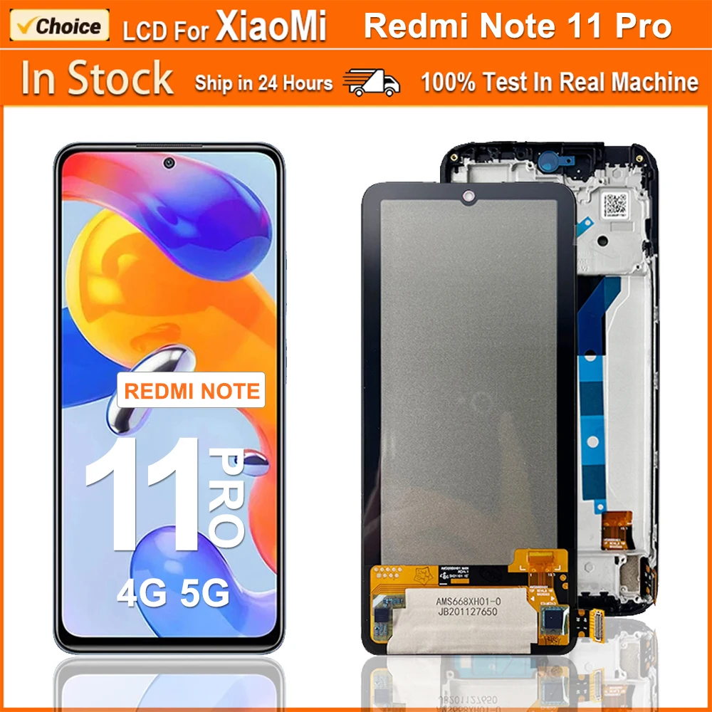 Écran tactile LCD AMOLED de 6.67 pouces pour Xiaomi Redmi Note 11 Pro, ensemble numériseur d'écran tactile pour 2201116TG 2201116TI 21091116I 2201116SG