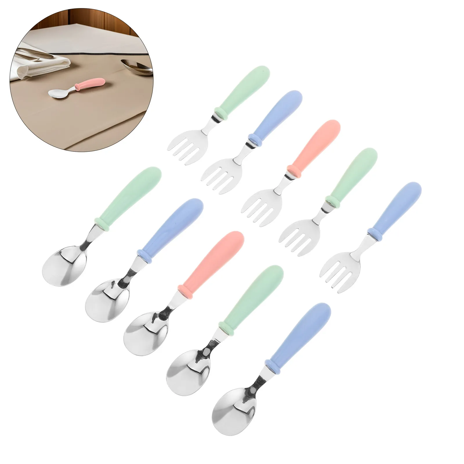 conjunto-de-talheres-infantis-de-aco-inoxidavel-10-pecas-utensilios-seguros-para-bebes-alcas-antiderrapantes-garfos-e-colheres-para-alimentacao-treinamento-hora-da-refeicao