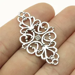 10pcs 41x25mm Filigree Connector Motif For Bracelet Making Connector Flower Charm For Jewelry Making 4 Colors