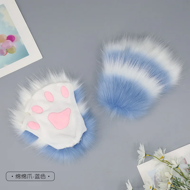 手作りぬいぐるみ猫の足手袋ハーフフィンガーロリータネコミニコスプレアクセサリーかわいいかわいい着用可能な爪ライブストリーミング用 ​