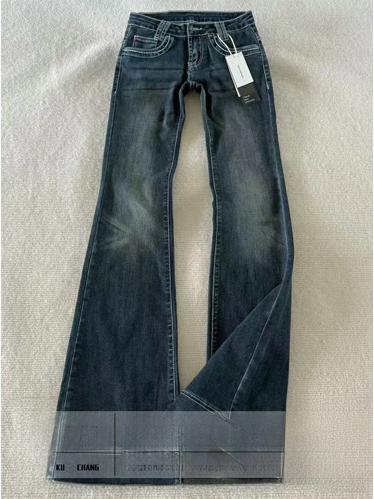 

American Sle Low Waist Bell Bot Denim Jeans Women's Spring New Slimming Concealing Straight Leg Long Pants