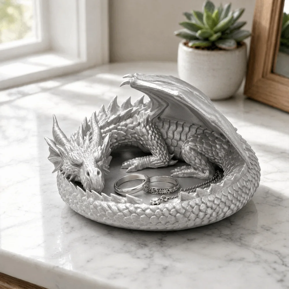 3D Printing Dragon Tray Dark Style Decorative Jewelry Storage Tray Mythical Creature Plastic Desktop Organizer