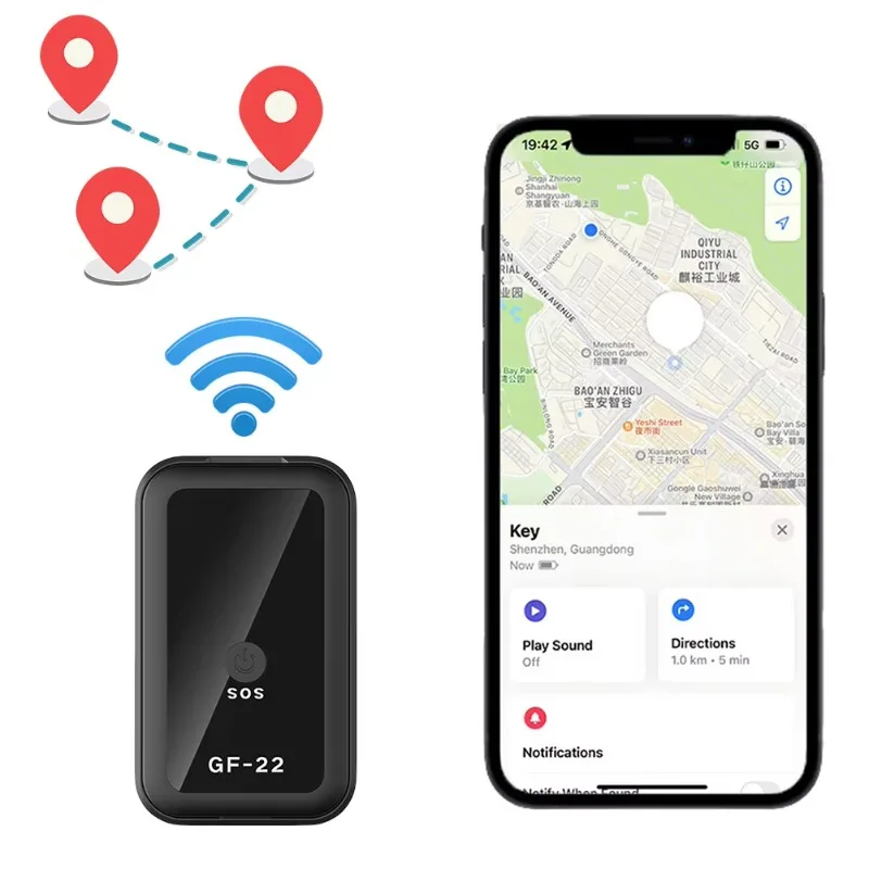 

GF-22 Car GPS Tracker Mini GPS Locator WiFi LBS AGPS Auto Anti-Lost Tracking Device Motorcycle Vehicle Pet Baggage Lost Tracker