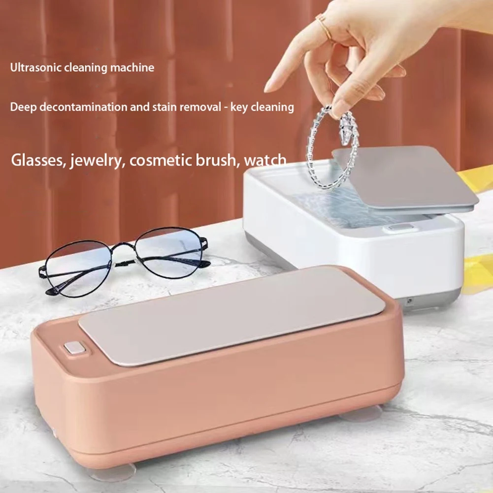 Ultrasonic Cleaning Machine Rust Remover High Frequency Vibration Glasses Watch Jewelry Cleaner Washing Tools-Pink