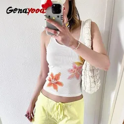 Genayooa Japanses Y2k Tank Tops Women Sleeveless Print Graphic Tops Streetwear Skinny American Retro 90s Summer Crop Tops