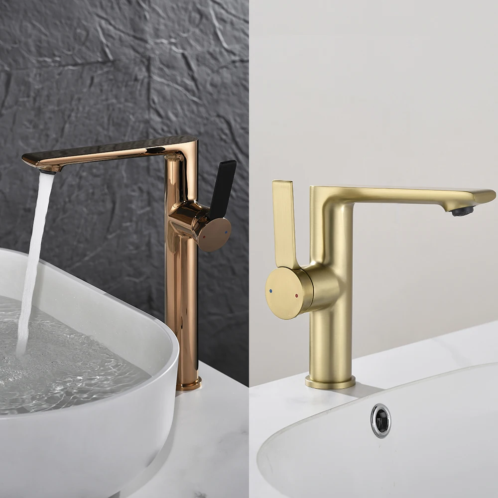 

Luxury Rose Gold Bathroom Faucet Deck Mounted Hot Cold Water Taps Brass Mixers Washbasin Sink Faucet for Bathroom Basin Faucets
