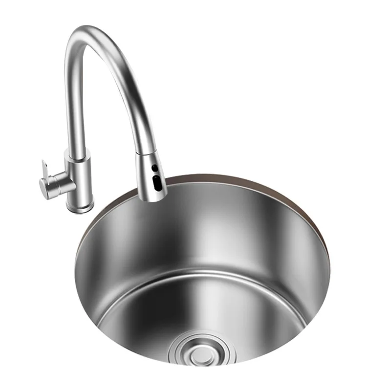 

Раковина Shimadai, круглая раковина из нержавеющей стали, маленький размер, круглая балконная стойка, маленькая одинарная прорезная