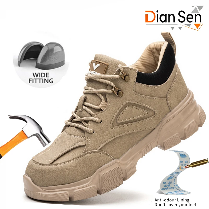 

New Men's Steel Toe Work Boots Slip Resistance & All-Day Comfort, Industrial Grade Safety Shoes Lightweight Breathable Sneakers