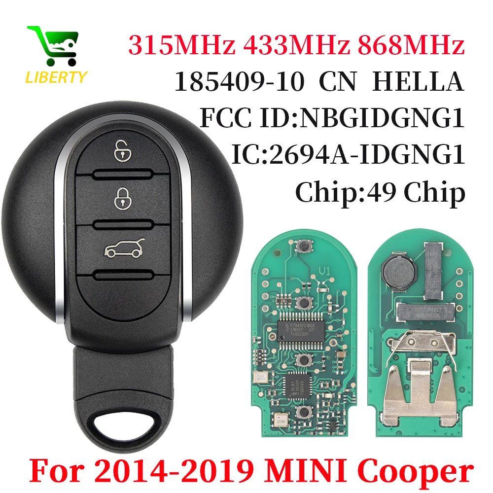 Liberty 315/433/868MHz ID49 Chip Smart Car Key For 2014-2018 MINI Cooper Clubman F-series F54 F55 F56 F57 Keyless Go NBGIDGNG1